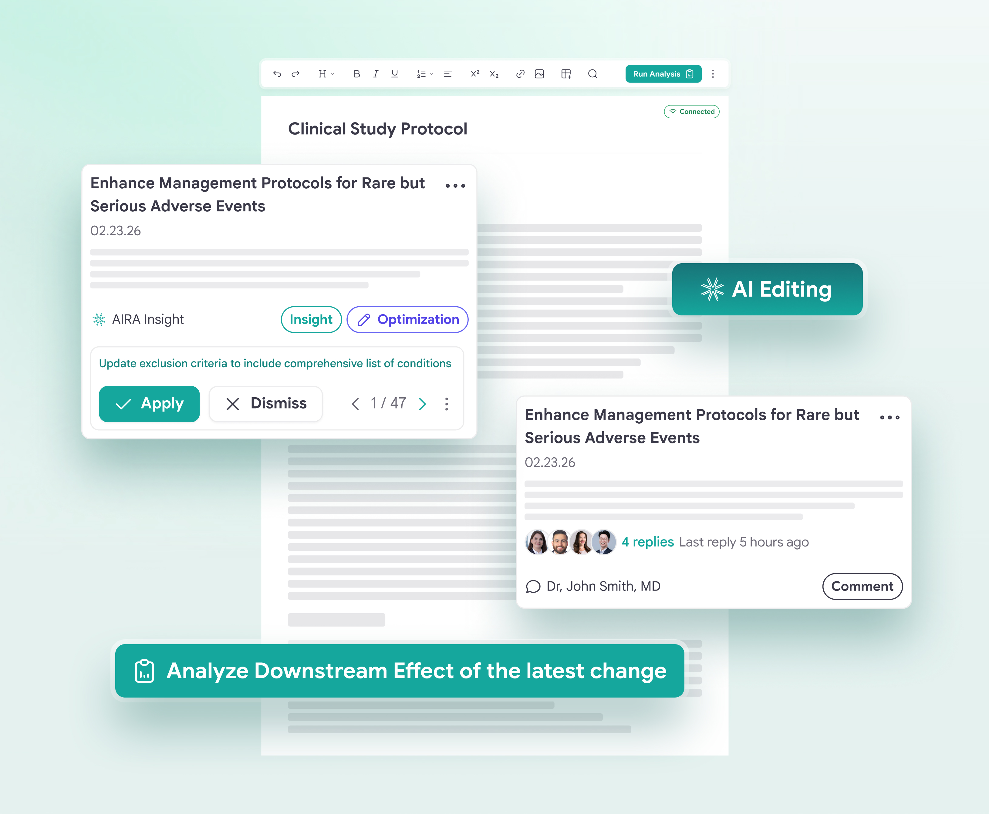 Colligo AI authoring — edit protocols with AI-suggested improvements and inline comments