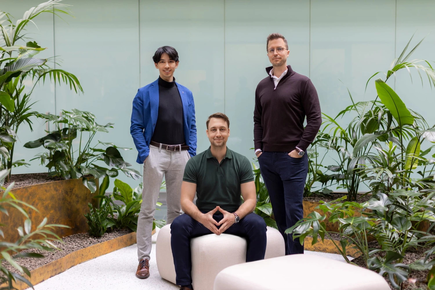 AIRA Health co-founders — Milan Nguyen (AI Lead), Levente Fazekas (CEO), George Buslig (CPO)